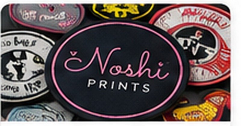 Noshi Prints branded custom patch among embroidered patches